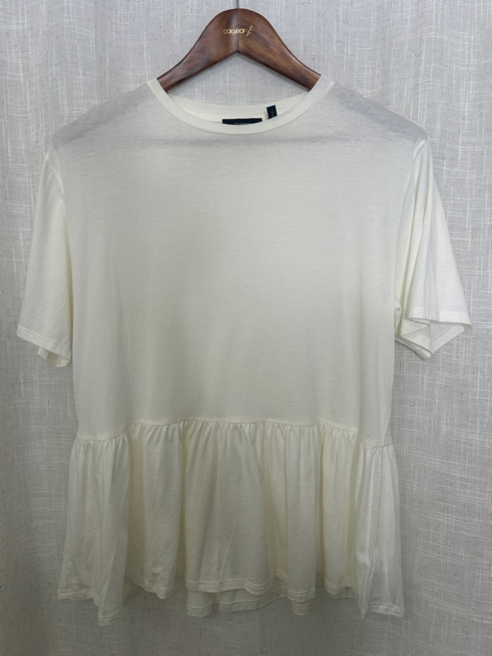 Theory Cream Peplum Short Sleeve Top Size Small Excellent Condition